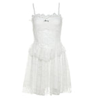 Spring New Women's Solid-Color Sexy Lace-Patchwork Slip Dress