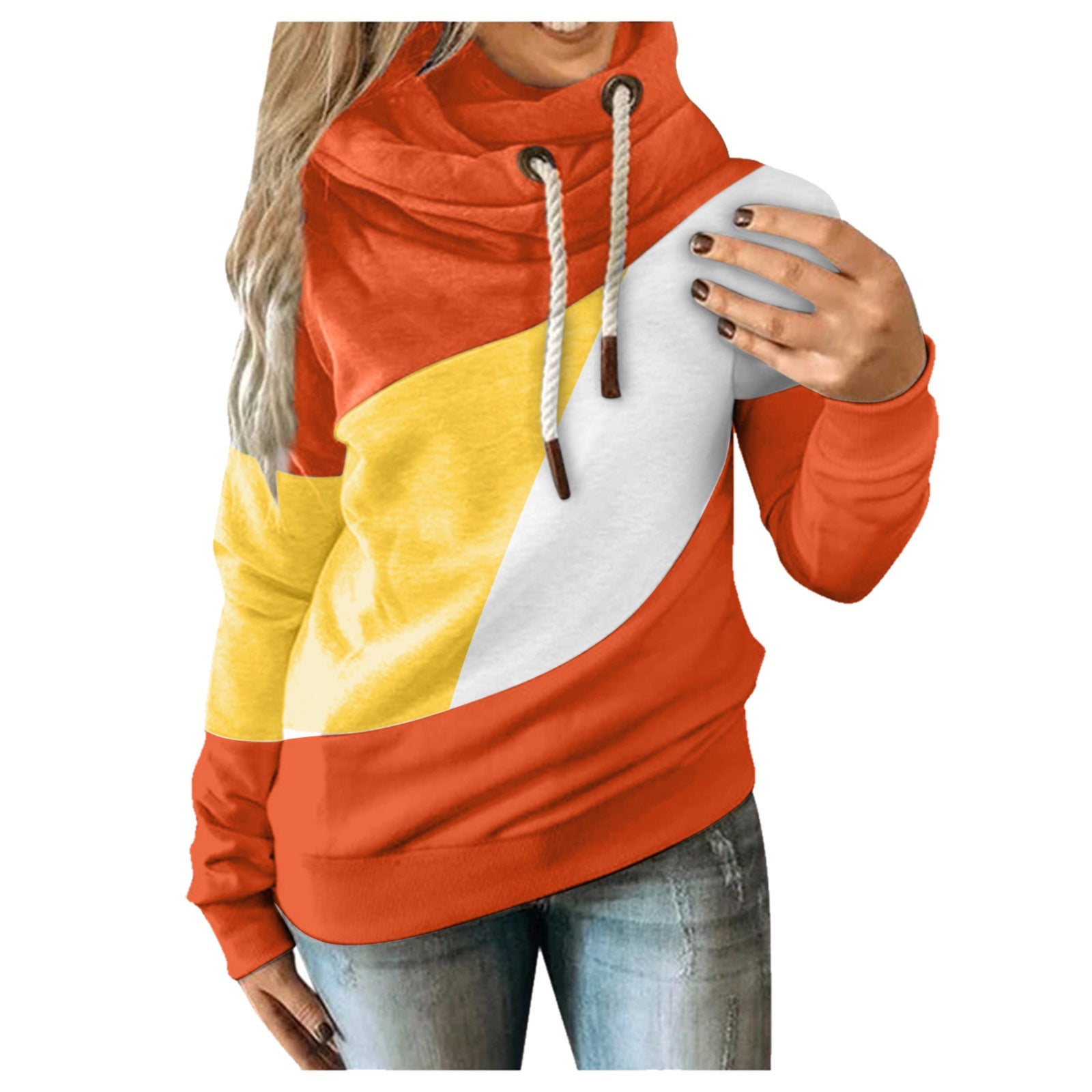 New color-blocking long-sleeved hooded sweater