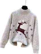 Women's Casual Christmas Half-Neck Pullover Jacquard Top