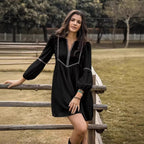 Women's Intellectual Casual Long-Sleeve V-Neck Dress