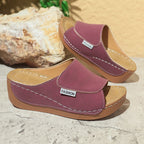 Summer Wedge Slides Slippers Fashion Fish Mouth Thick Bottom Roman Shoes Solid Color Beach Sandals For Women