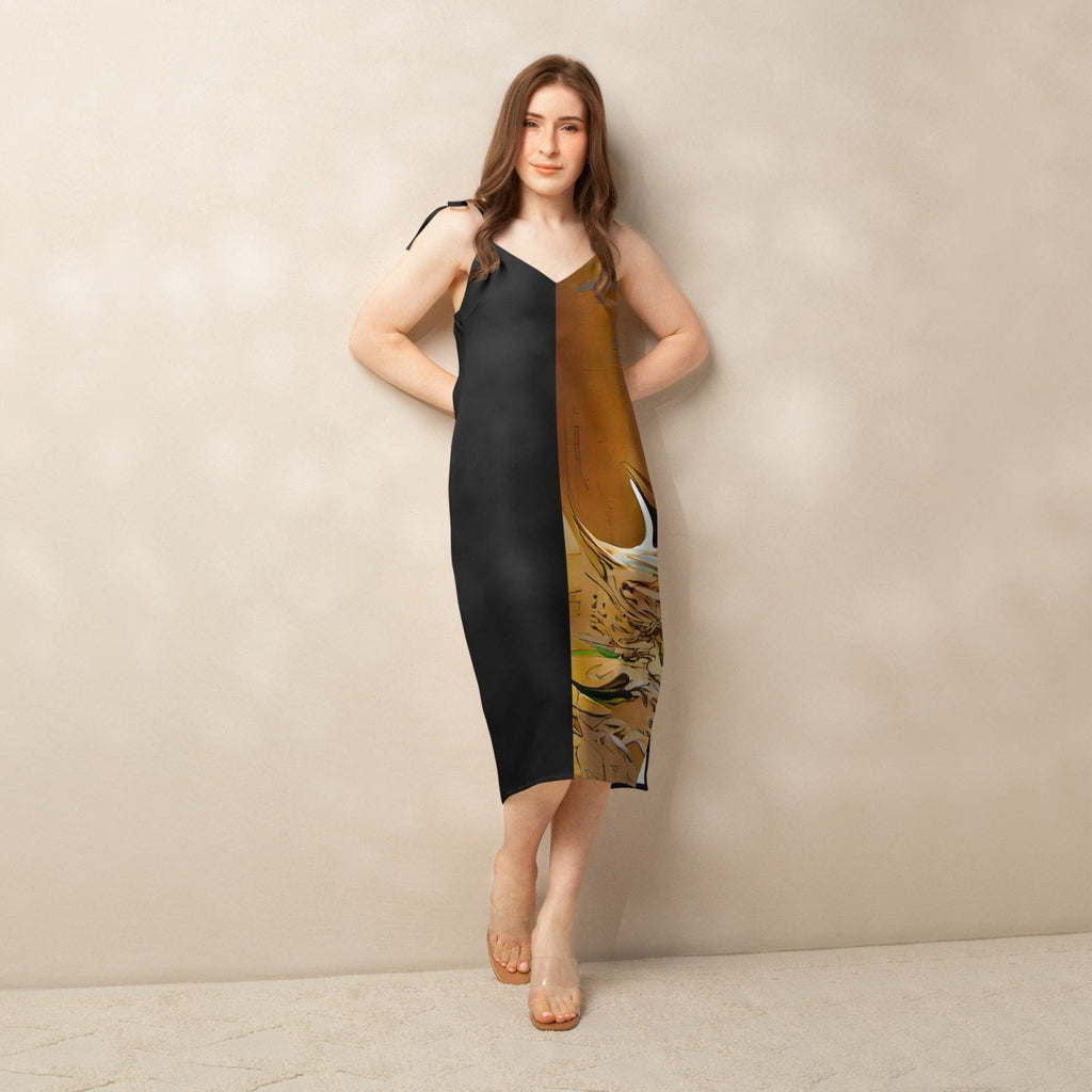 Half Black Half Gāolàng - Womens Chiffon Slip Dress