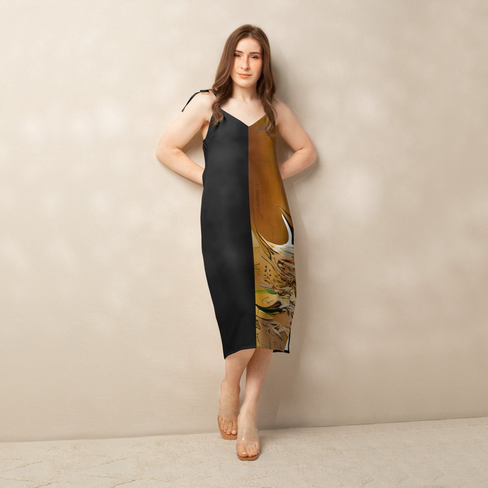 Half Black Half Gāolàng - Womens Chiffon Slip Dress