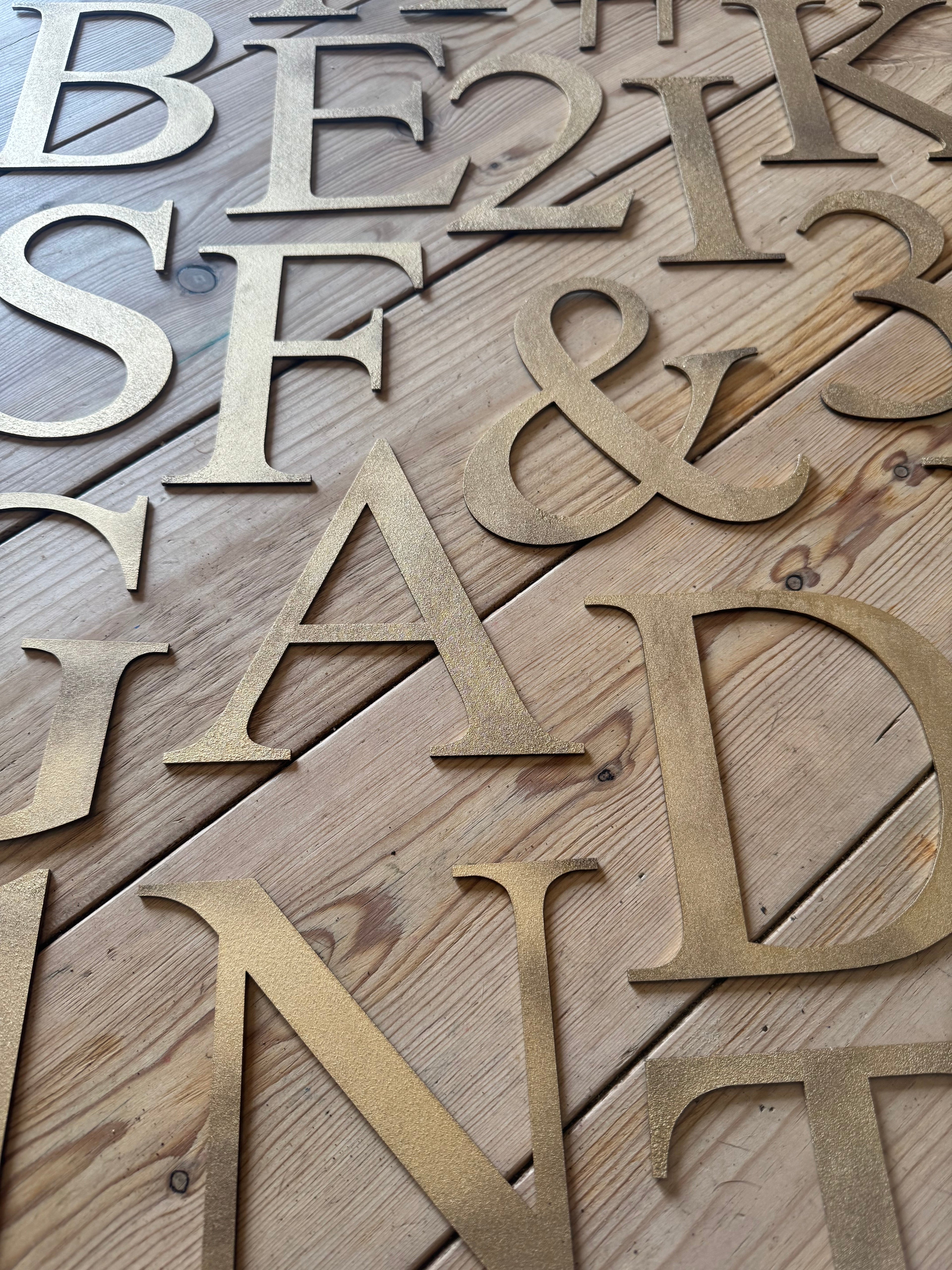 Distressed Gold 5" or 12" Classic Metal Letters, A-Z, 0-9
