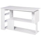 HOMCOM Corner Computer Desk, L Shaped Desk with 360° Rotating Bookshelf, 120L x 110W x 74.5H cm, White