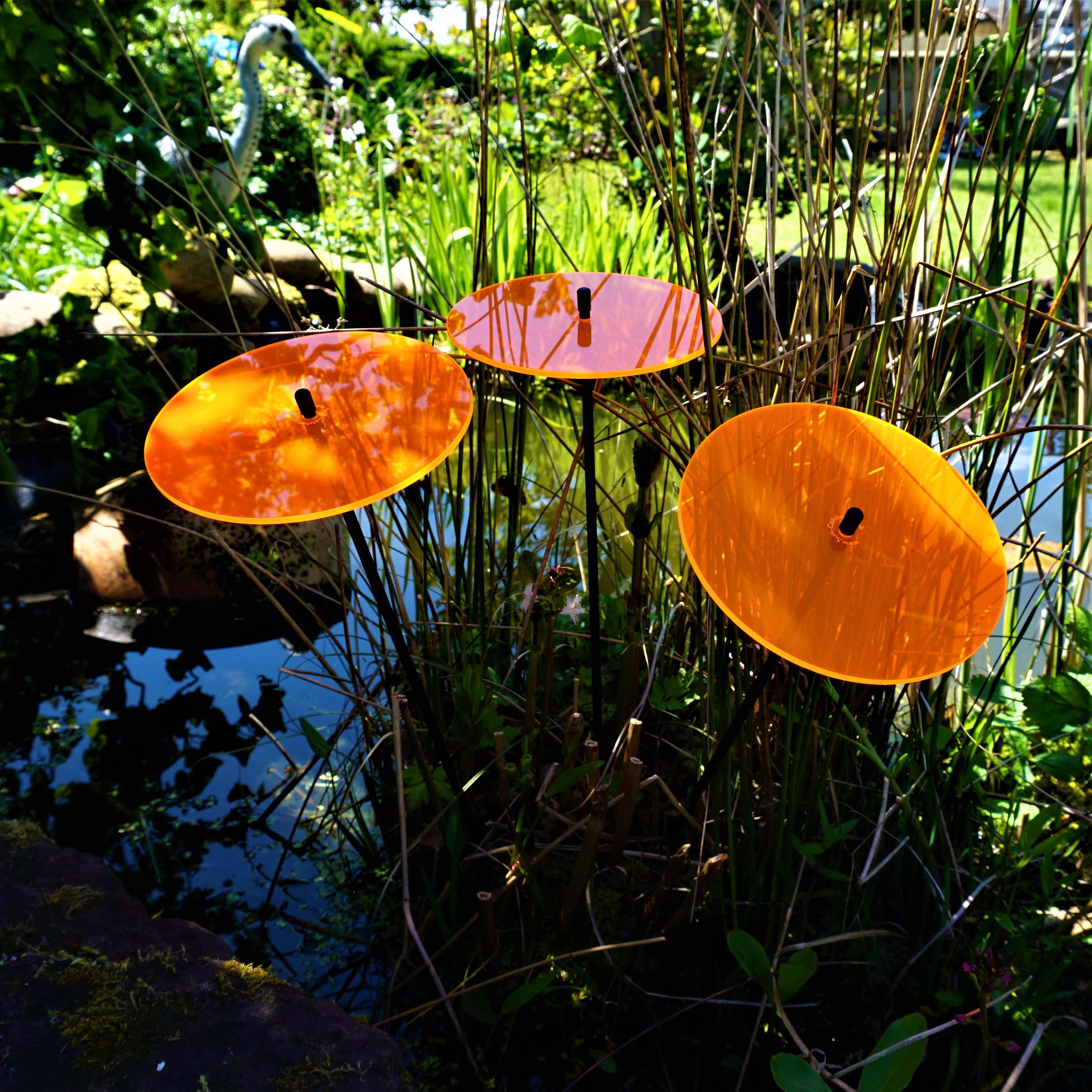 Large Garden Decor Ornaments Set of 3 'Sun Discs'