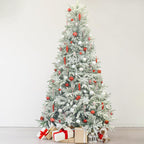 Artificial Christmas Tree 6.5ft Snow Flocked Branches Realistic Unlit Pine KI Store