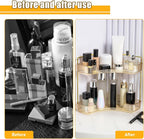 Makeup Organizer Perfume Cosmetic Storage with 2 Layers Gold