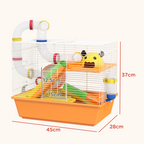PawHut Hamster Cage, 3 Tiers Gerbil Cage for Dwarf Hamsters with Tubes, Ladder