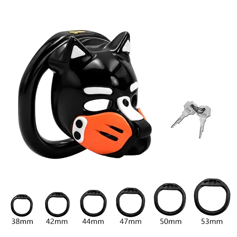 Pup Hood Chastity Cage Orange
