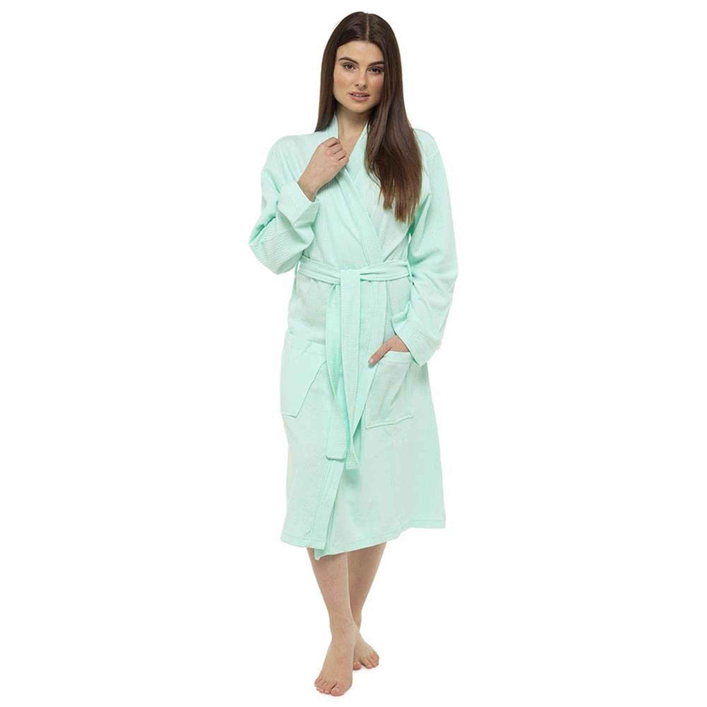 Daisy Dreamer Women's 100% Cotton Waffle Bath Robe Belted Design Deep Pockets Soft Touch