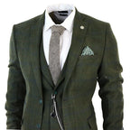 STZ71 - Men's 3 Piece Suit Wool Tweed Green Blue Brown Check 1920s Gatsby Formal Dress Suits