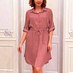 Elegant Dusting Commuter Single-Breasted Multi-Button Solid Color Dress