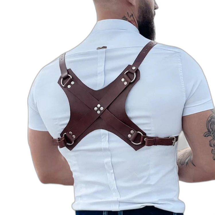 PU Leather Light Brown Chest Harness