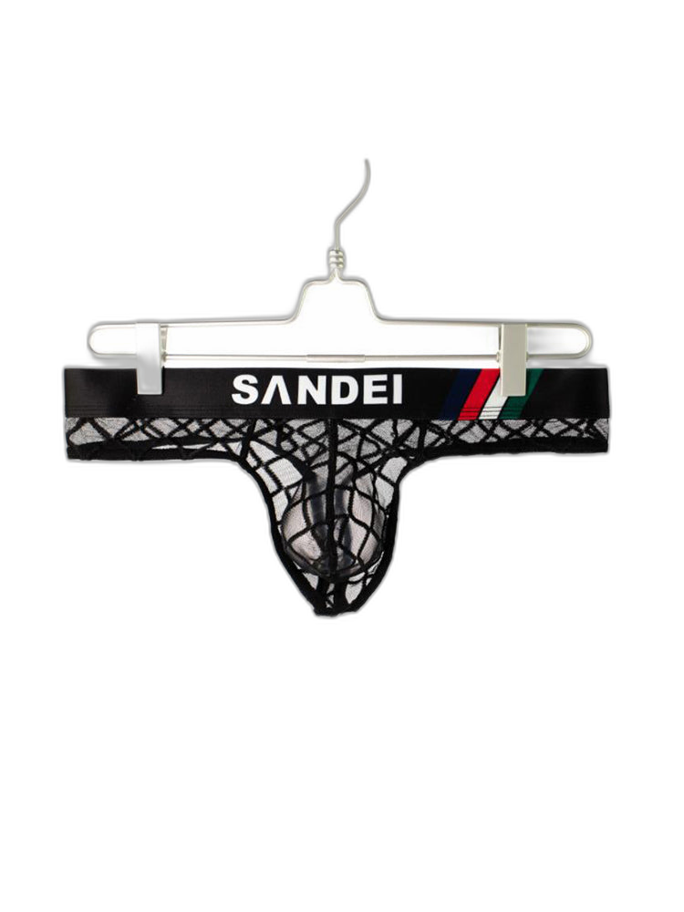 3 Pack Men's Low-Rise Lace Sexy Mesh Briefs And Thongs