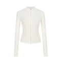 Stand-up Collar Slim-fit Waist-cinching Cardigan Top