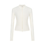 Stand-up Collar Slim-fit Waist-cinching Cardigan Top