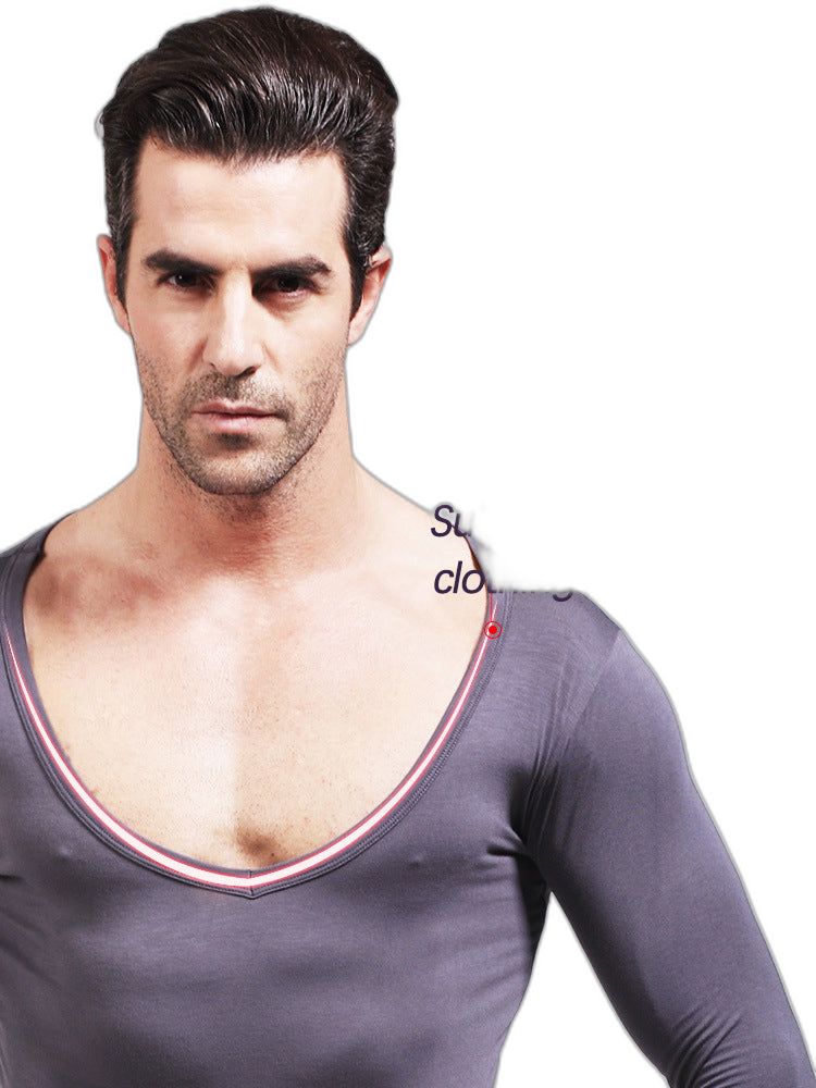 Mens Ultra Soft Low Cut V-Neck Thermal Shirt