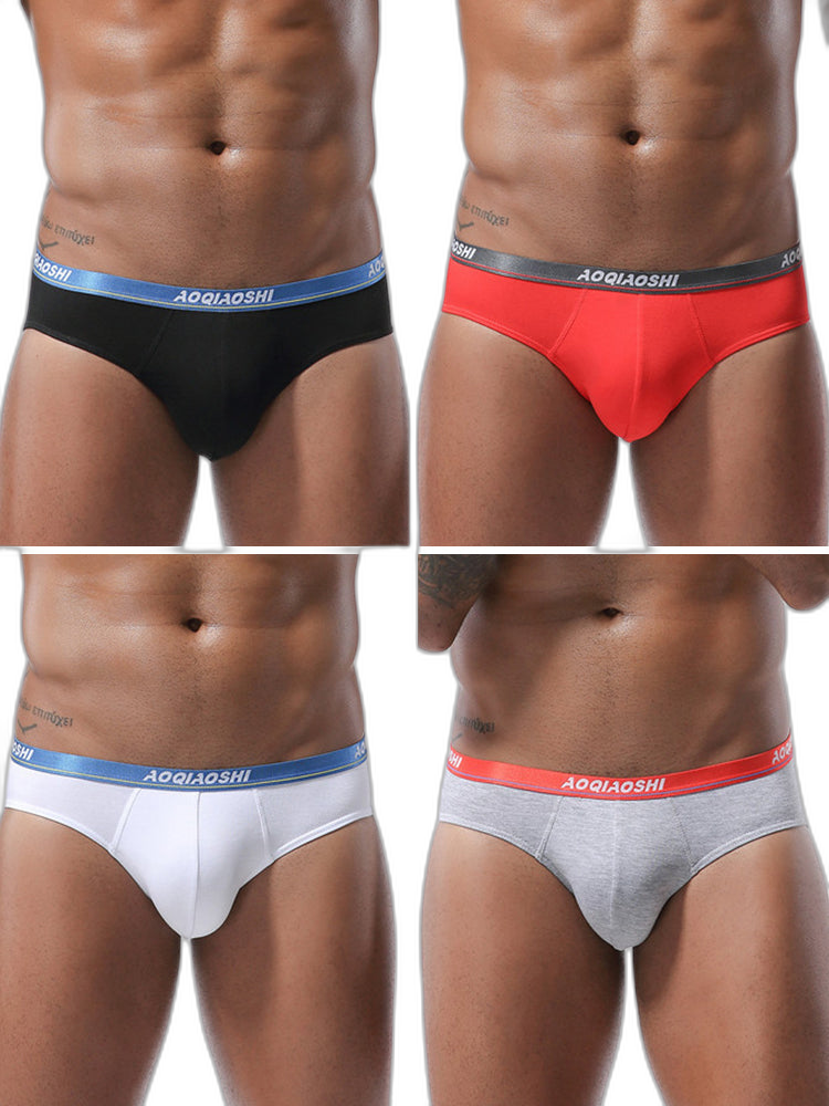 4 Pack Men’s Stylish 3D U Convex Pouch Briefs