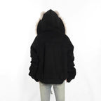 Winter Coat With A Fur Collar Made From Faux Suede For Warmth