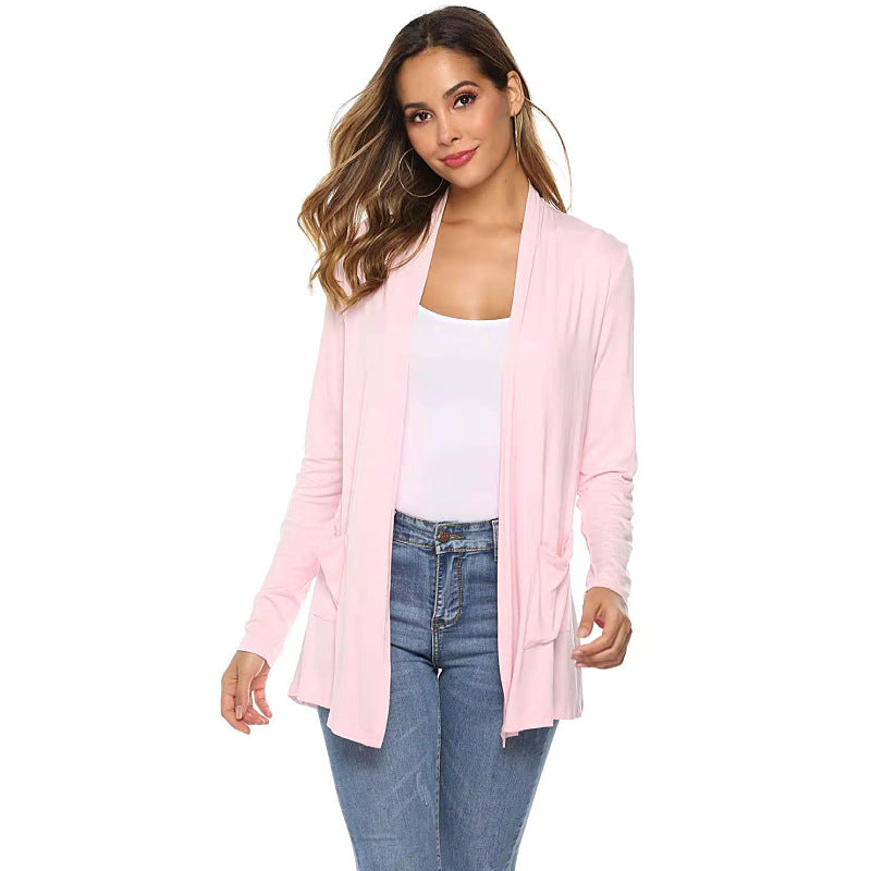 European And American Mid-length Long-sleeved Cardigan Sweater Women
