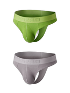2 Pack Men's Ribbed Butt-Lifting U-Pouch Sexy Thong
