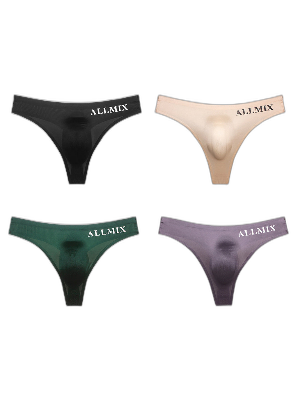 4 Pack ALLMIX Men's Sexy Seamless T-back Thongs
