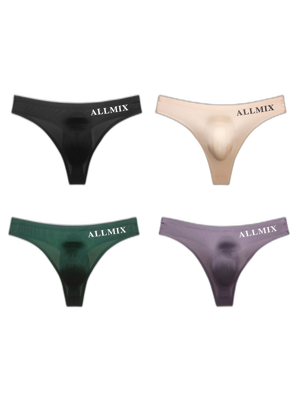 4 Pack ALLMIX Men's Sexy Seamless T-back Thongs