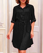 Elegant Dusting Commuter Single-Breasted Multi-Button Solid Color Dress