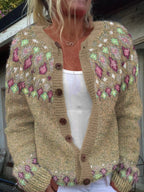 Cardigan Color-blocked Loose-fitting Fashionable Knitwear