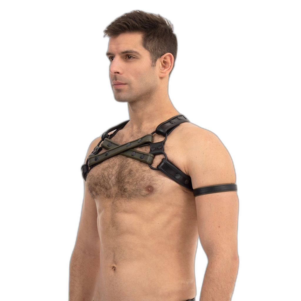 Prowler RED Leather Cross Harness Black Green Small Medium