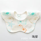 Pure Cotton 360° Rotatable Baby Bib - Petal-Shaped Drool Bib