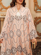 Printed Long-sleeved Robe Dress
