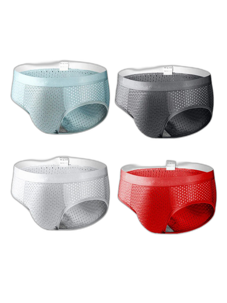 4 Pack Breathable Ice Silk Antibacterial Men's Briefs