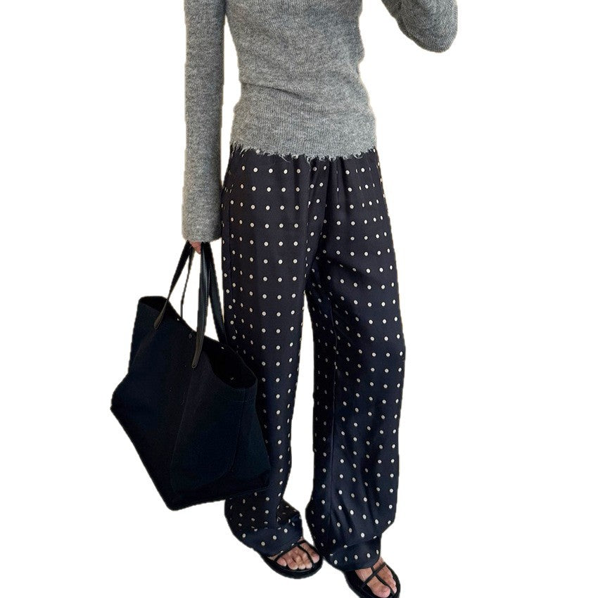 Loose And Comfortable Polka-dot Long Straight-leg Pants