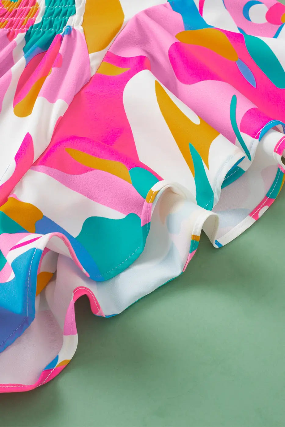 Multi Colour Flutter Sleeve Blouse Abstract Print Women UK