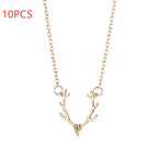 Christmas Small Antlers Deer Head Elk Necklace