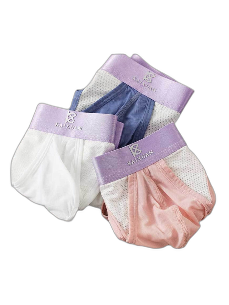 3 Pack Men's Ice Silk Breathable Mesh Low-Rise Classic Briefs
