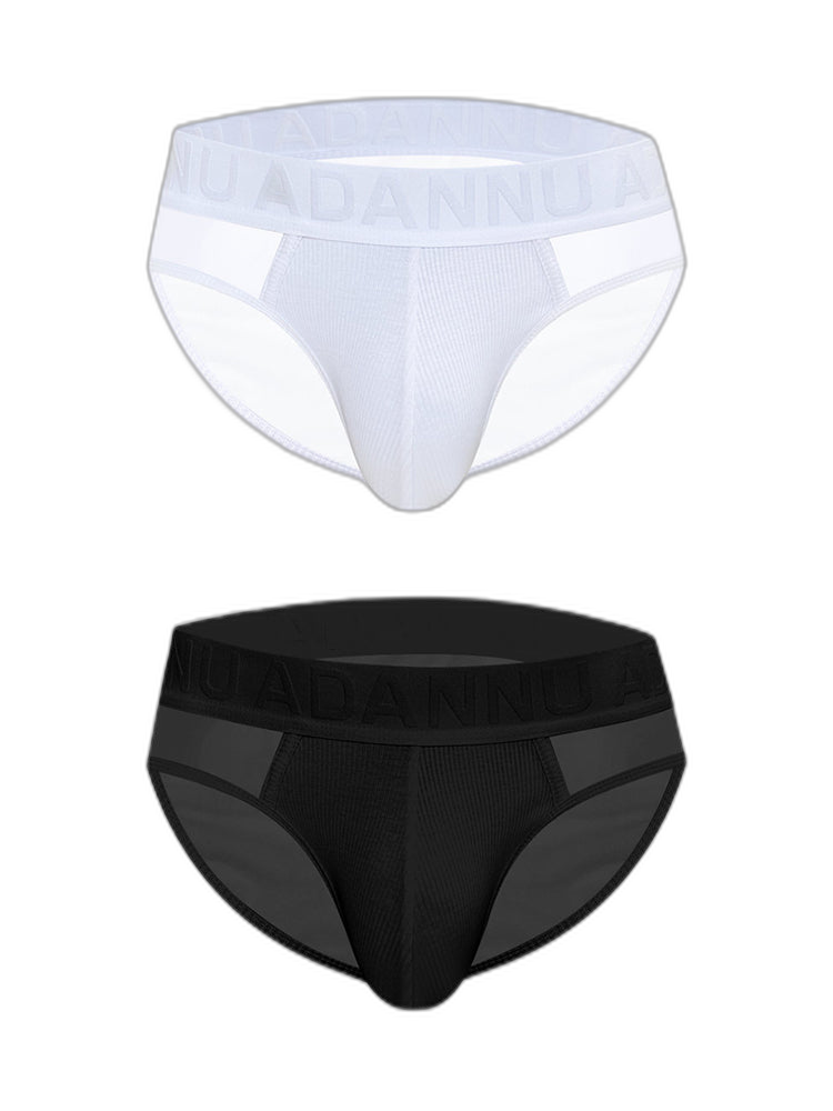 2-pack Men's Sexy Semi-transparent Ribbed Briefs