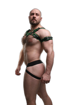 ruff GEAR Leather Bulldog Reflector Harness Black Neon Green