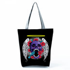 Portable Large Capacity Skull Printed Handbag