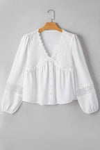 White Guipure Lace Frill Sleeve Blouse Women UK | Elegant