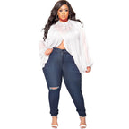 Women's Plus-Size Crew-Neck Chiffon Top With Tie-up Straps