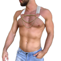 Elastic Chest Harness with Gold Chains