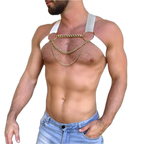 Elastic Chest Harness with Gold Chains