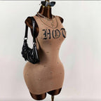 Fashionable Printed Trendy Slim-fit Sexy Waist-cinching Short Skirt Dress