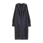 Korean Style Idle Style Hooded Long Below The Knee Knitted Cardigan For Women