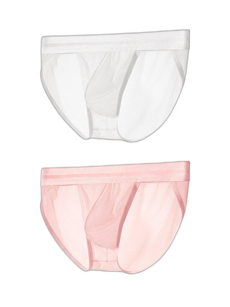 2 Pack Men's Ultra-Soft Ice Silk Quick-Dry Smooth Cooling Briefs
