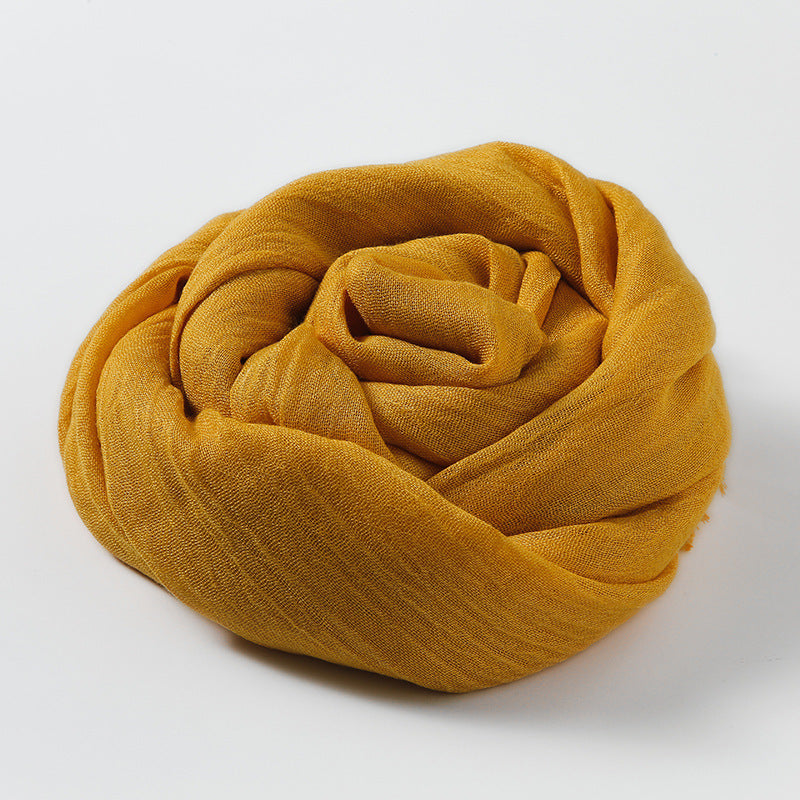 Artistic Sunscreen Solid Color Cotton And Linen Scarf