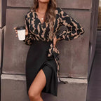 Flower Long Sleeve Dress Mid-length